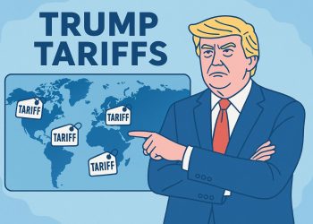 Ilustrasi kebijakan tarif Donald Trump. (Sumber: ChatGPT)